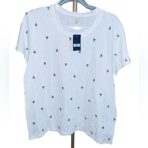NWT Lucky Brand‎ 🍀 White Tee w/Embroidered Cactus Size XL